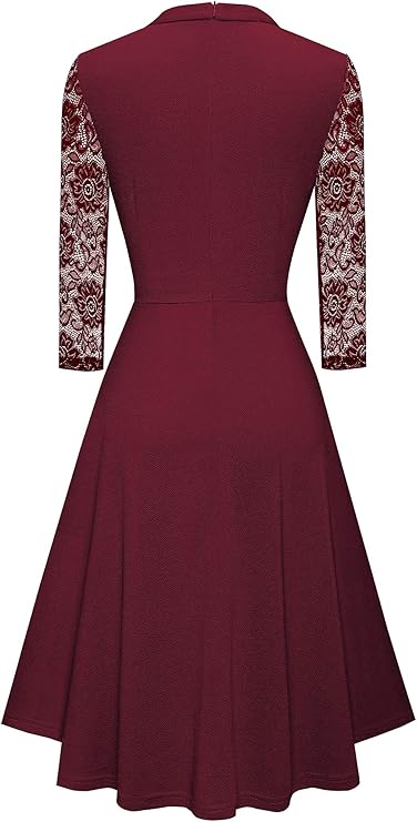 Damen Elegant Hollow Out Spitze Swing Retro Party Cocktailkle