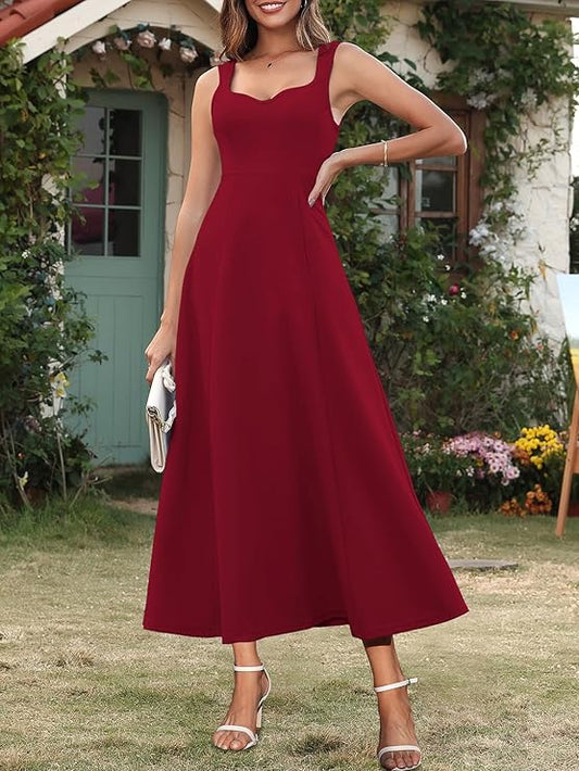 Damen V-Ausschnitt Sommerkleider Ärmellos Kleider Casual A-Linie Maxi Kleider Elegantes Hochzeitsgast Abendkleider Geripptes Lockerer Maxikleid Brautjungfer Kleid