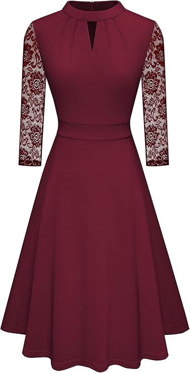 Damen Elegant Hollow Out Spitze Swing Retro Party Cocktailkle